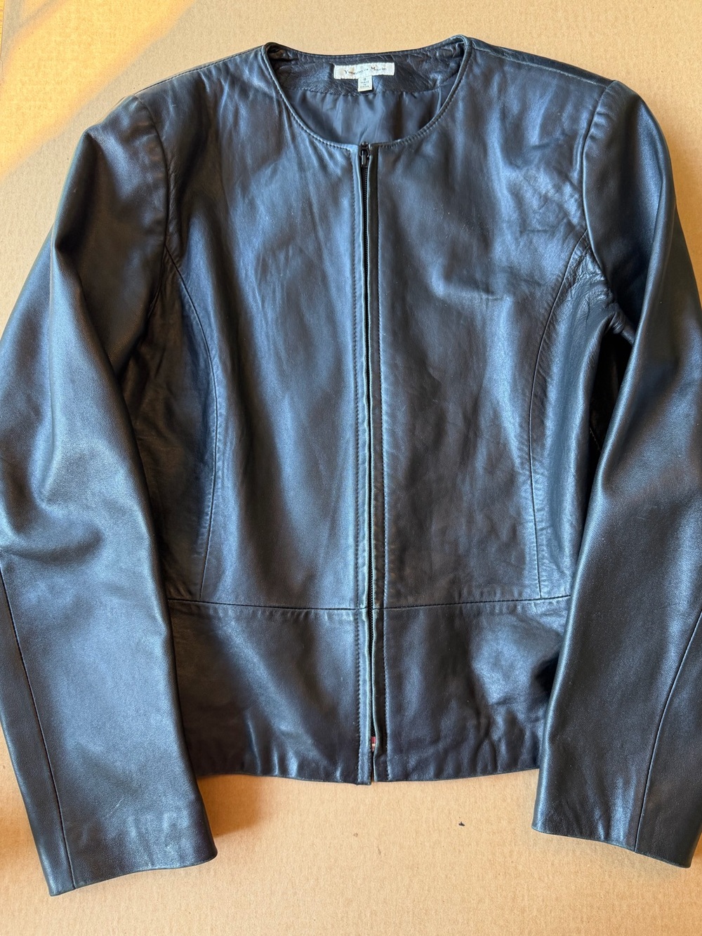 Black Leather Zip Front Jacket